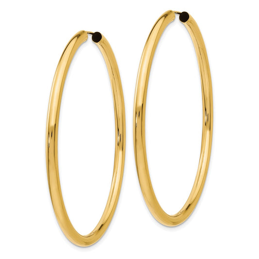 14K Yellow Gold Polished Endless Tube Hoop Earrings