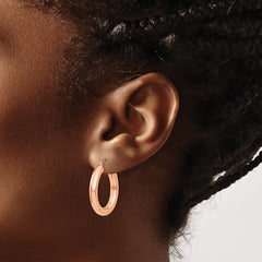 14K Rose Gold Polished 4mm Tube Hoop Earrings