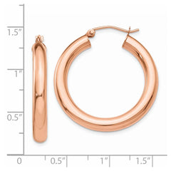 14K Rose Gold Polished 4mm Tube Hoop Earrings