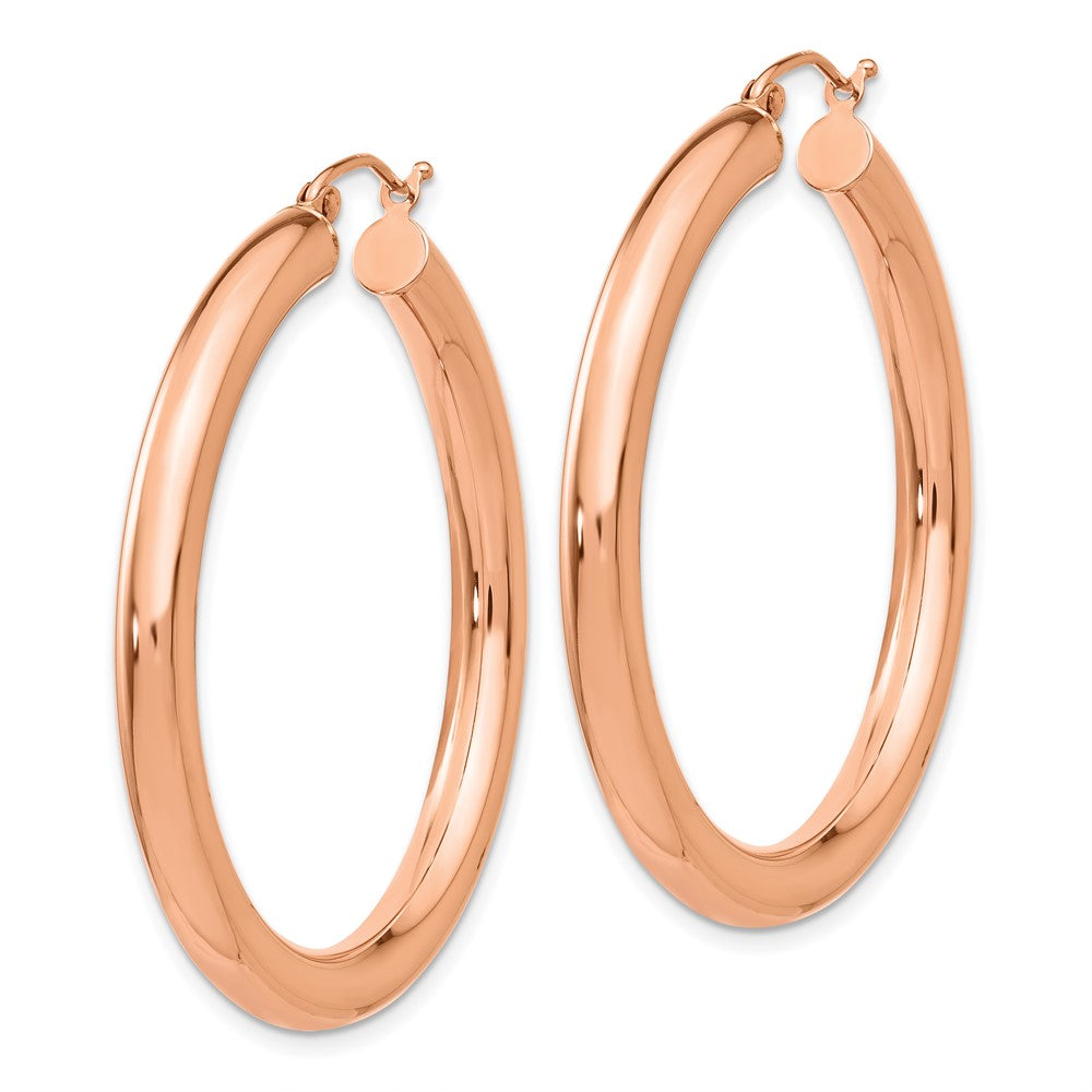 14K Rose Gold Polished 4mm Tube Hoop Earrings