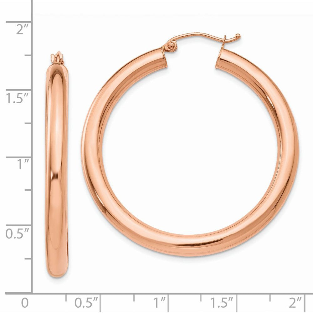 14K Rose Gold Polished 4mm Tube Hoop Earrings