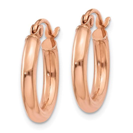 14K Rose Gold Polished 2.5mm Lightweight Tube Hoop Earrings