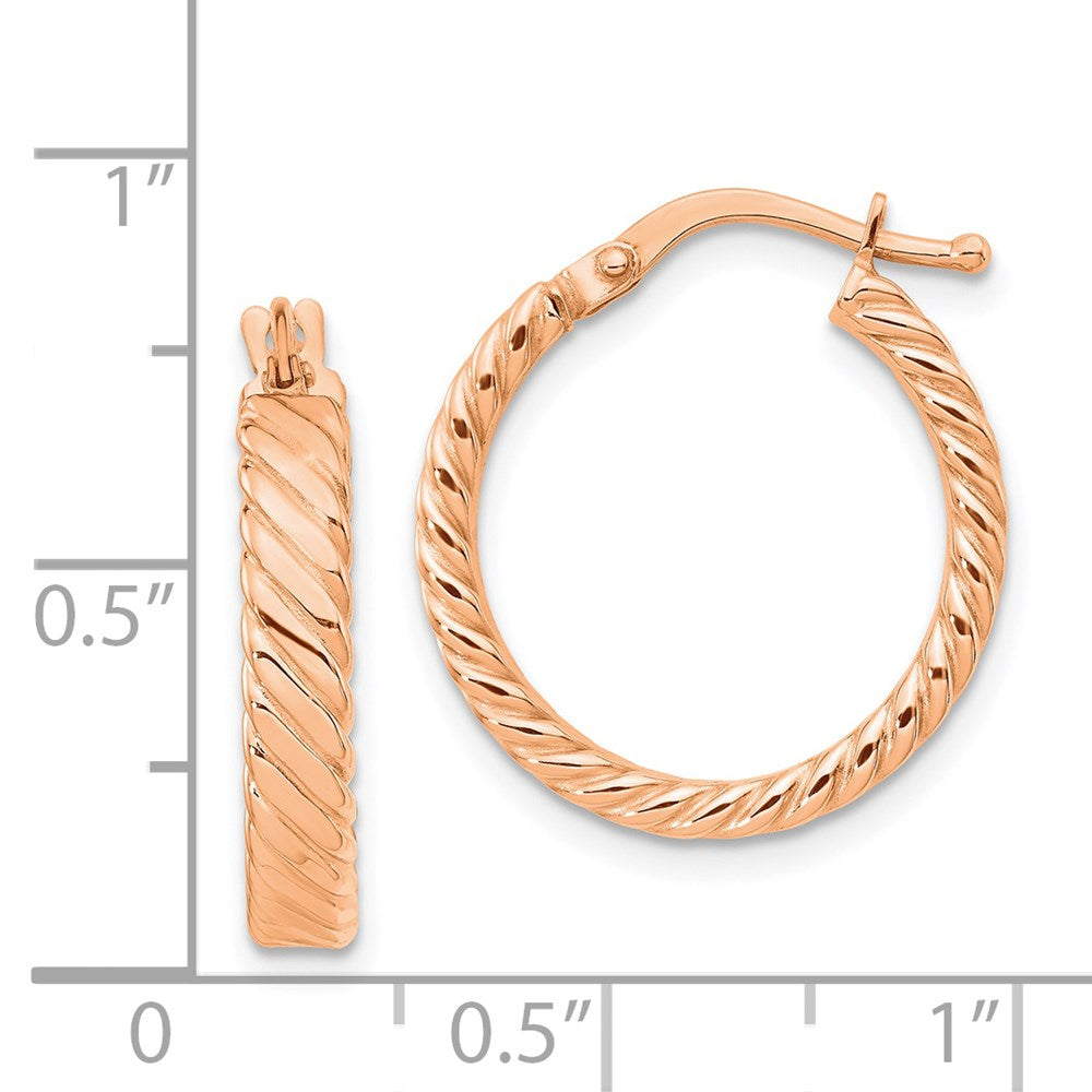 14K Rose Gold Small 3mm Patterned Hoop Earrings