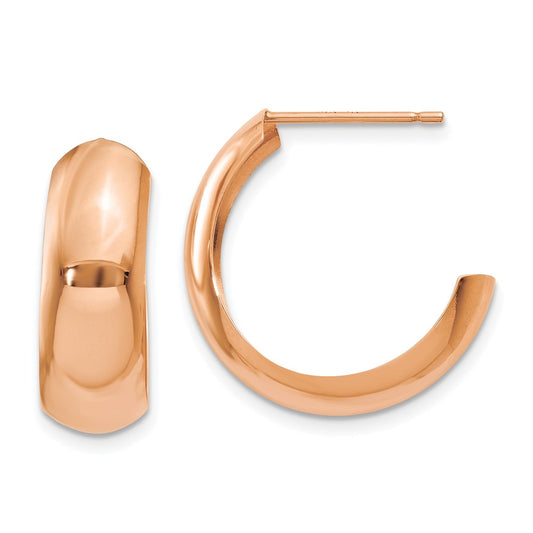 14K Rose Gold Polished Hoop Earrings