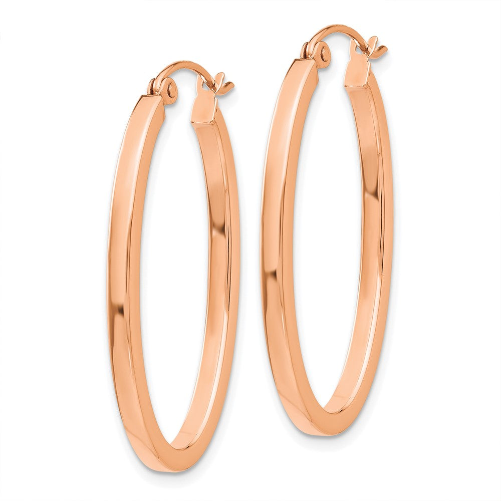 14K Rose Gold Polished Oval Tube Hoop Earrings