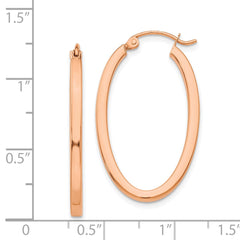 14K Rose Gold Polished Oval Tube Hoop Earrings