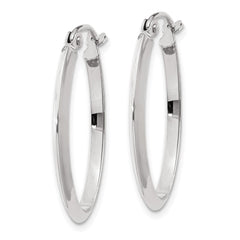 14K White Gold Polished Oval Tube Hoop Earrings