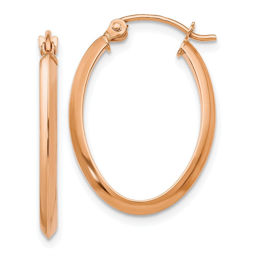 14K Rose Gold Polished Oval Tube Earrings