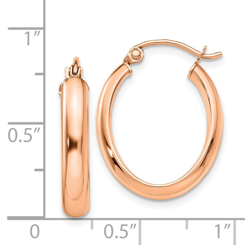 14K Rose Gold Polished Oval Tube Hoop Earrings