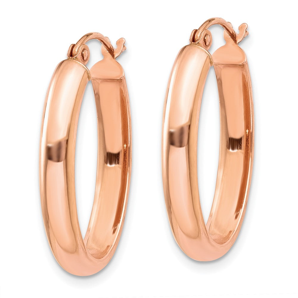 14K Rose Gold Polished Half-Round Oval Hoop Earrings