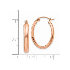 14K Rose Gold Polished Half-Round Oval Hoop Earrings