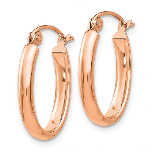 14K Rose Gold Polished Half-Round Oval Hoop Earrings