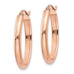 14K Rose Gold Polished Half-Round Oval Hoop Earrings