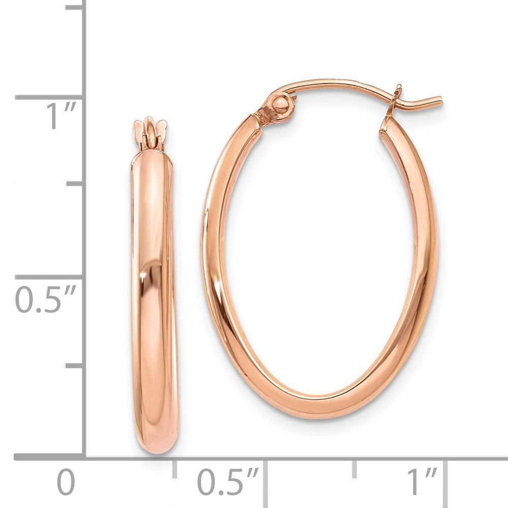 14K Rose Gold Polished Half-Round Oval Hoop Earrings