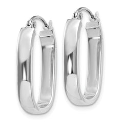 14K White Gold Polished Oval Tube Hoop Earrings