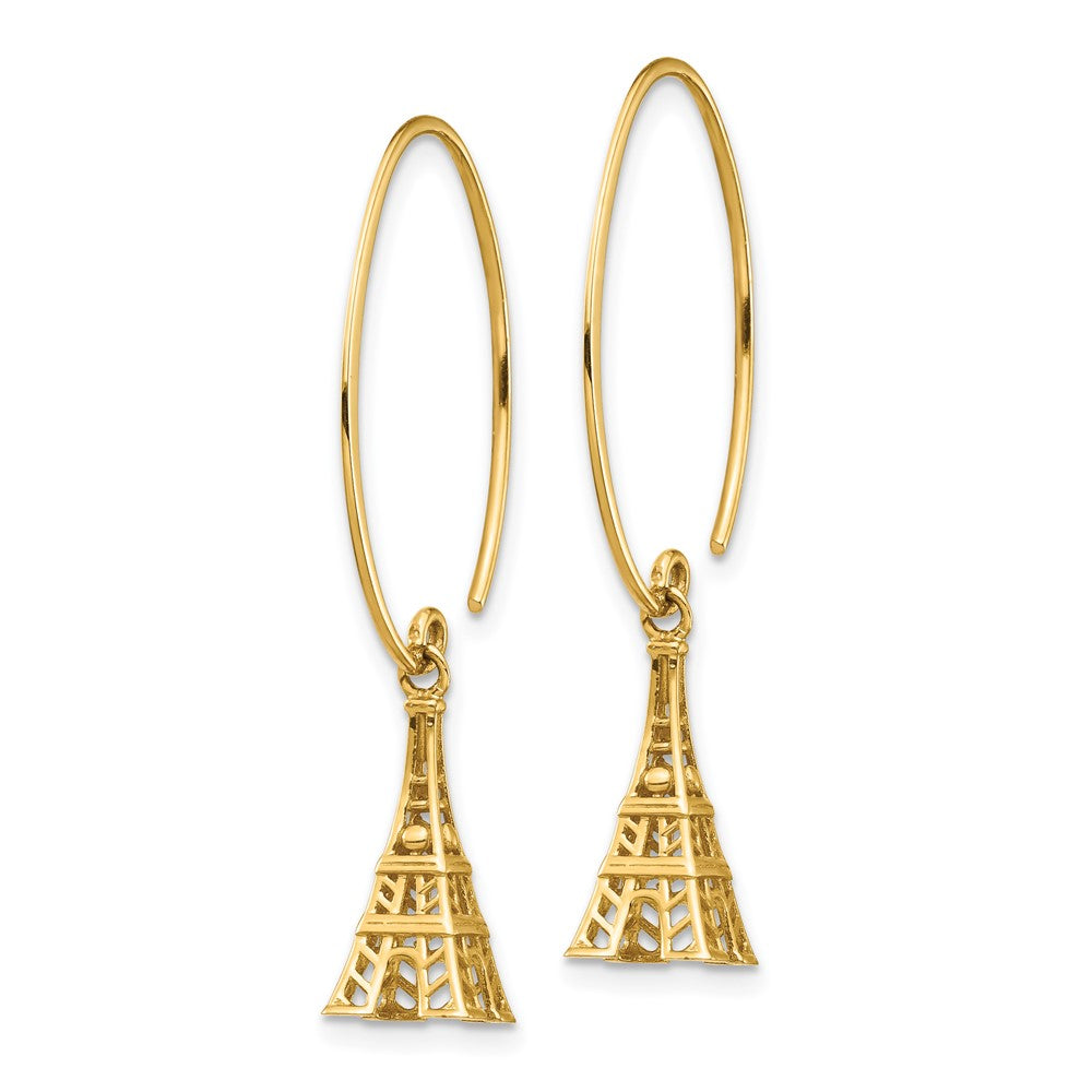 14K Yellow Gold Eiffel Tower Dangle Earrings