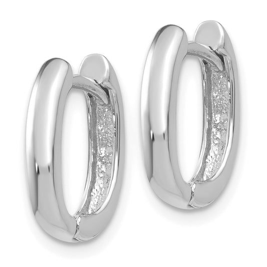 14K White Gold Oval Hinged Hoop Earrings