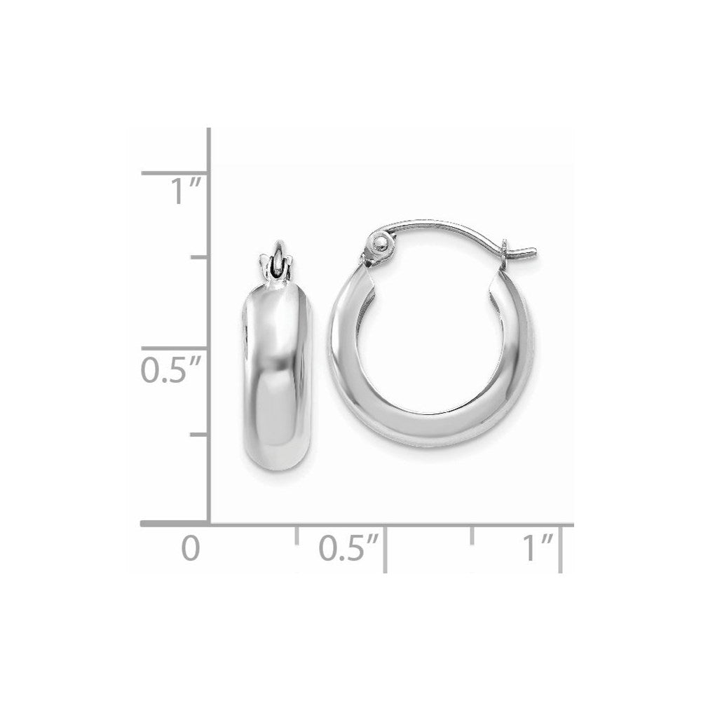 14K White Gold 4mm Round Hoop Earrings