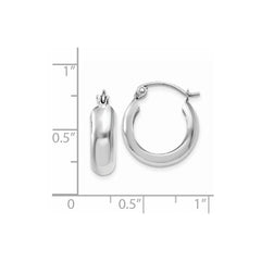 14K White Gold 4mm Round Hoop Earrings