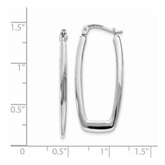 14K White Gold Polished 2.25mm Rectangle Hoop Earrings