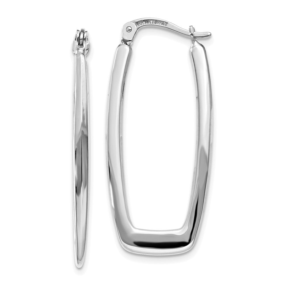 14K White Gold Polished 2.25mm Rectangle Hoop Earrings