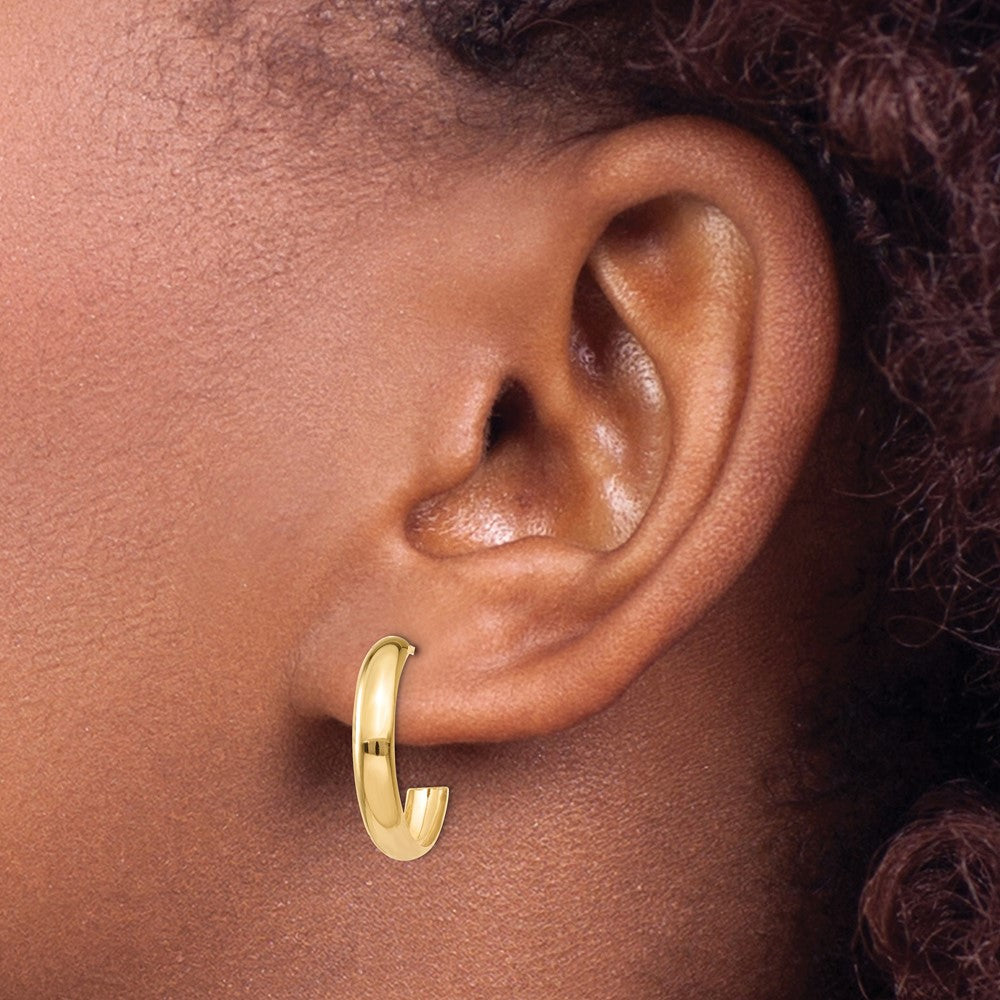 14K Yellow Gold Polished 3.5mm J-Hoop Earrings