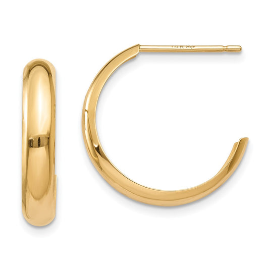 14K Yellow Gold Polished 3.5mm J-Hoop Earrings