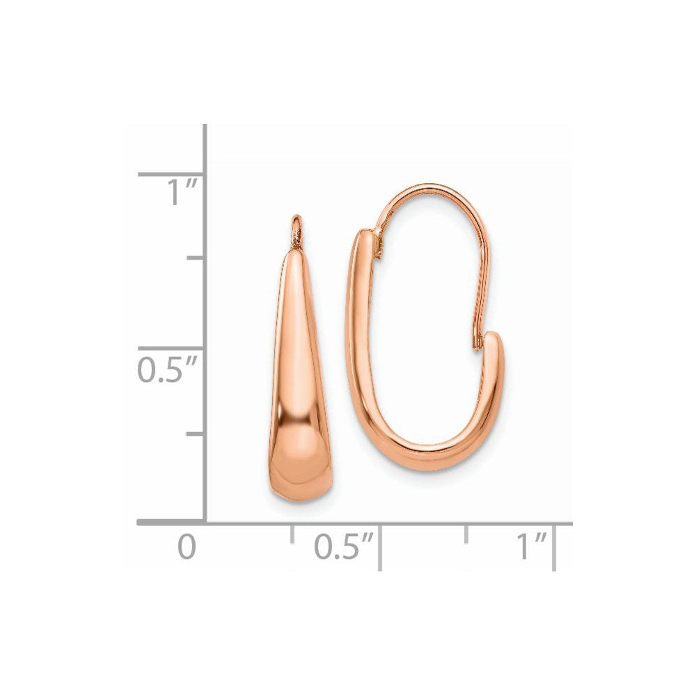 14K Rose Gold Polished Tapered J-Hoop Wire Earrings