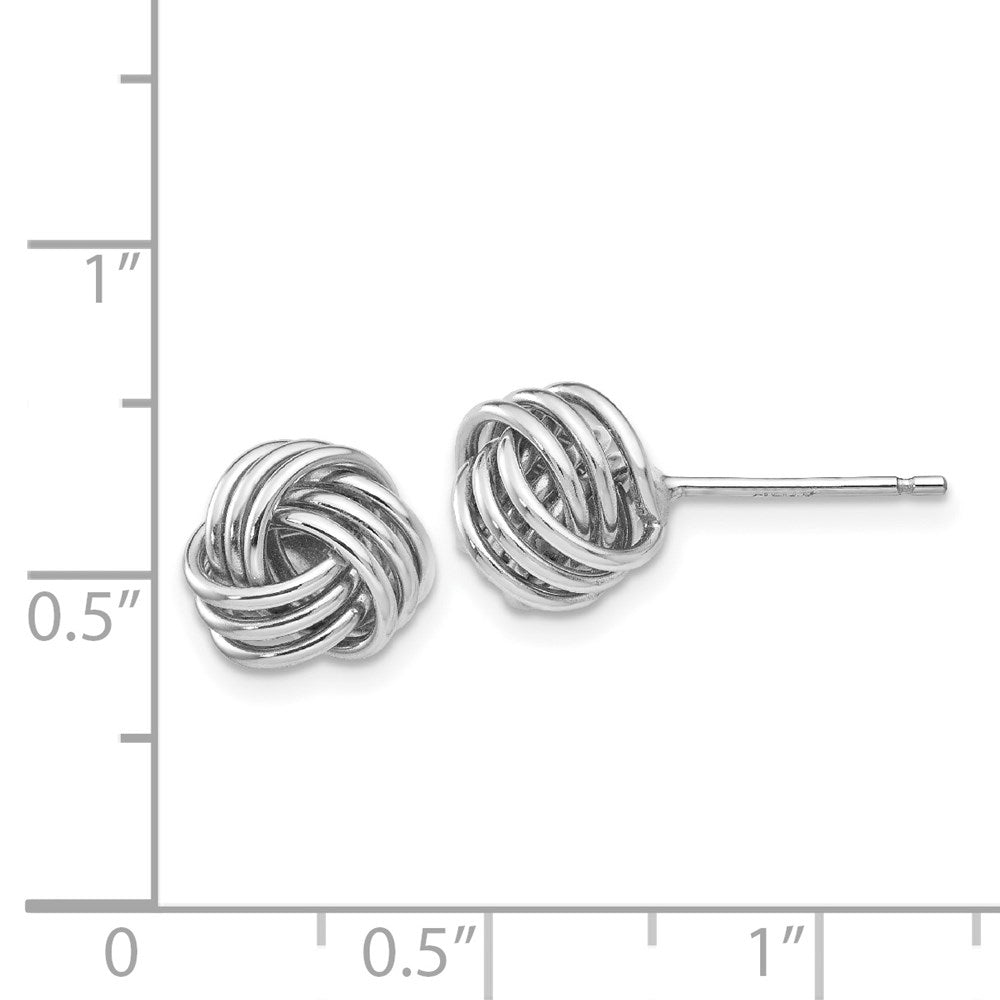 14K White Gold Ridged Love Knot Post Earrings