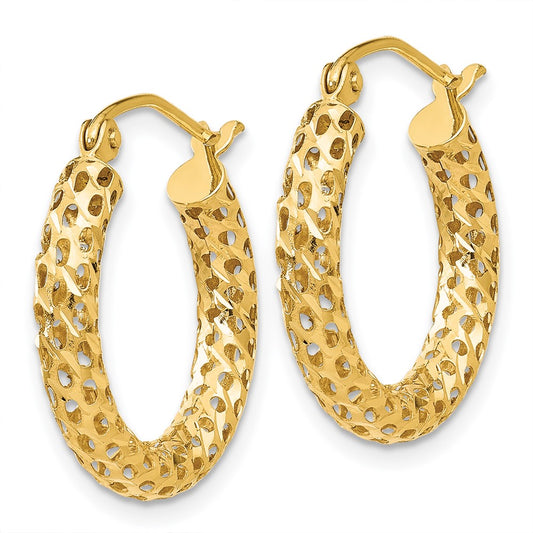 14K Yellow Gold Mesh Hoop Earrings