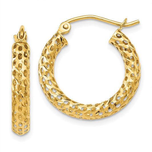 14K Yellow Gold Mesh Hoop Earrings