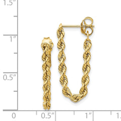 14K Yellow Gold Hollow Rope Earrings