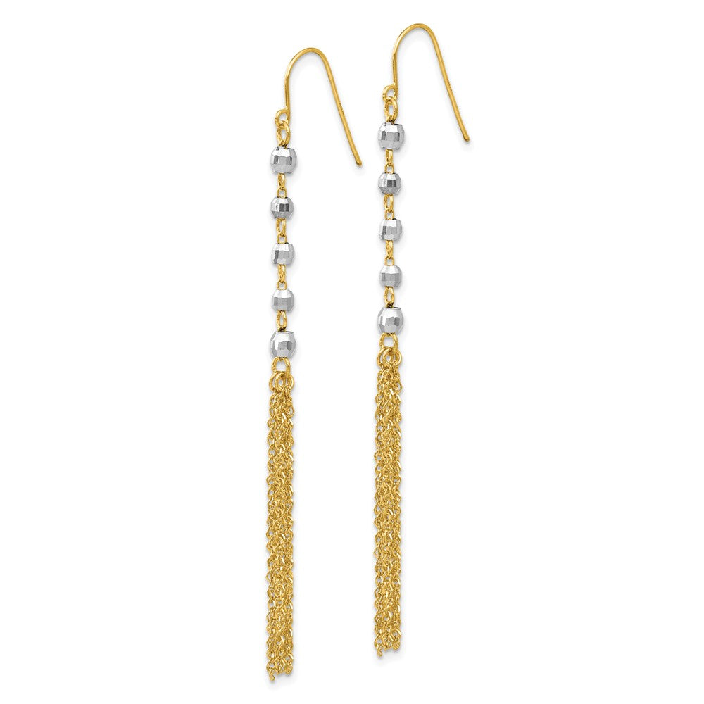 14K Two-Tone Gold Bead Tassel Earrings
