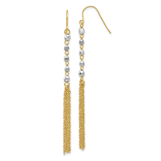 14K Two-Tone Gold Bead Tassel Earrings