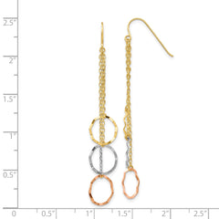 14K Tri-Color Gold Faceted Circle Earrings
