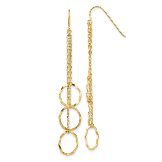 14K Yellow Gold Faceted Circle Earrings