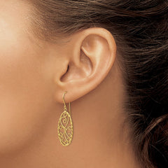 14K Yellow Gold Oval Fancy Curved Bars Earrings