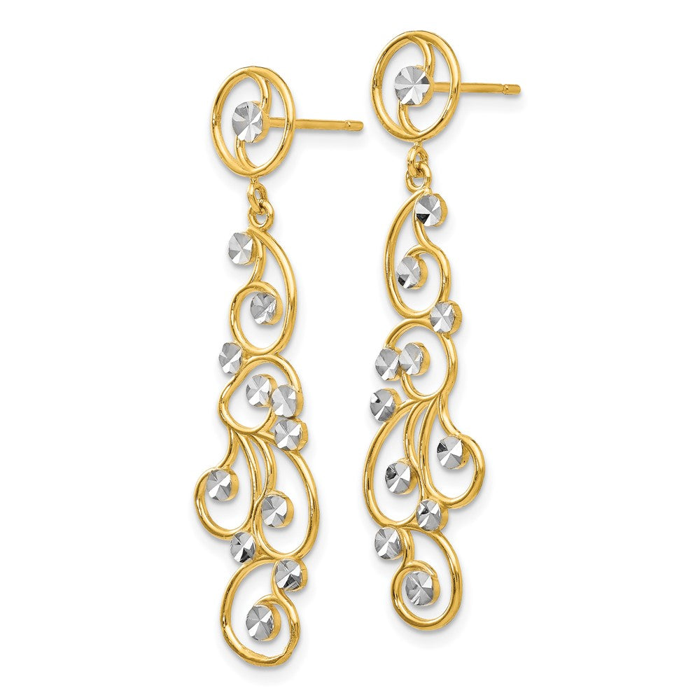 14K Two-Tone Gold Filigree Dangle Earrings