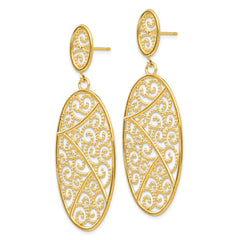 14K Yellow Gold Oval Dangle Earrings