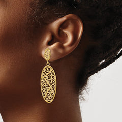 14K Yellow Gold Oval Dangle Earrings