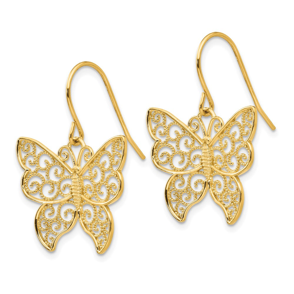 14K Yellow Gold Butterfly Earrings