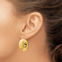 14K Yellow Gold Hammered Circle Earrings