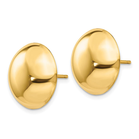 14K Yellow Gold 15.50mm Button Post Earrings