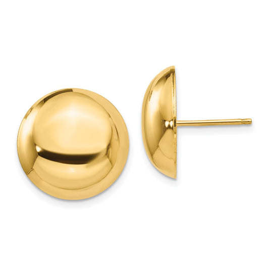 14K Yellow Gold 15.50mm Button Post Earrings