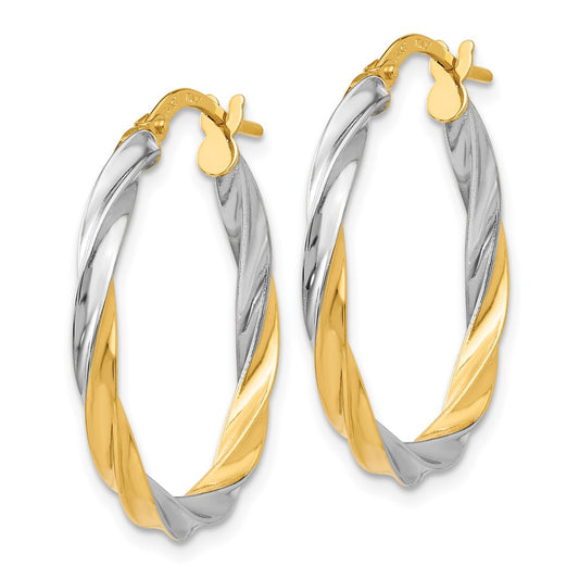 14K Two-Tone Gold Twisted Hoop Earrings