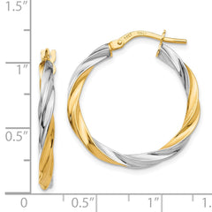 14K Two-Tone Gold Twisted Hoop Earrings