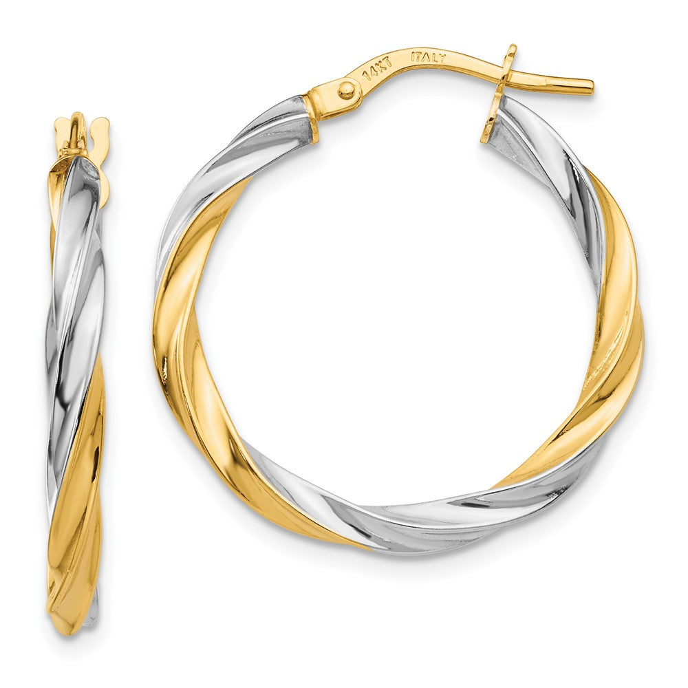 14K Two-Tone Gold Twisted Hoop Earrings