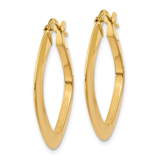 14K Yellow Gold Tapered Square Hoop Earrings