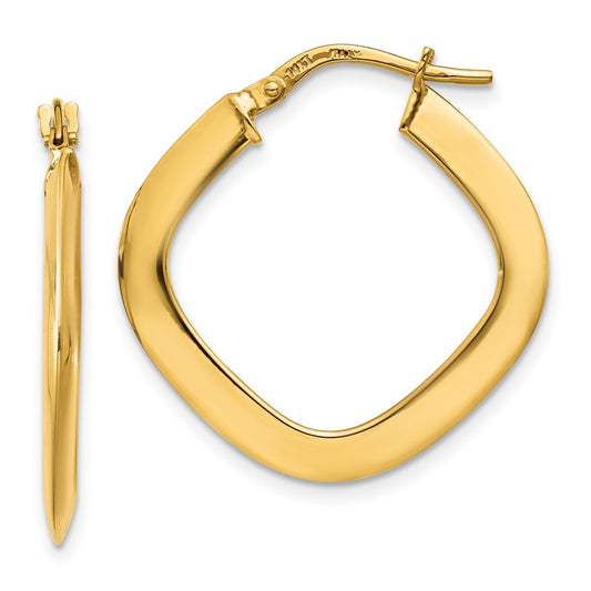 14K Yellow Gold Tapered Square Hoop Earrings