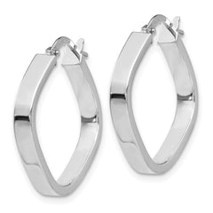 14K White Gold Flat Edge Square Hoop Earrings